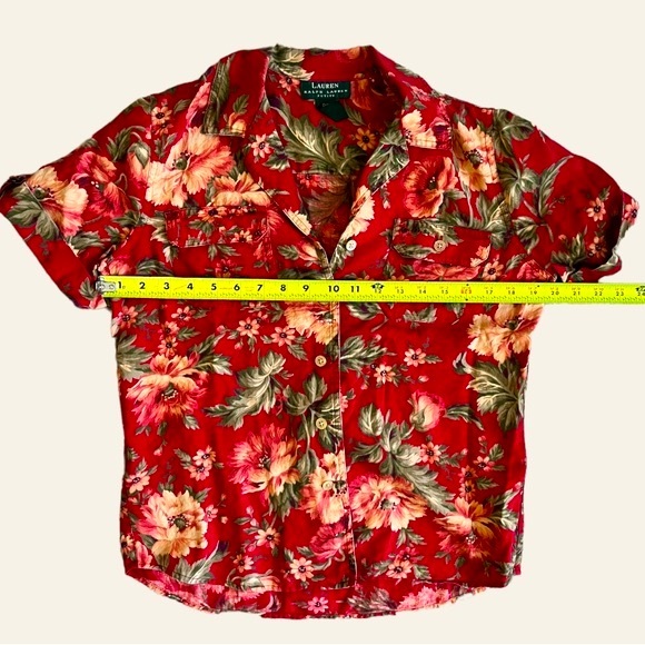 Vintage Lauren Ralph Lauren Petite Hawaiian Styled button down shirt//MP//90s - Picture 6 of 10